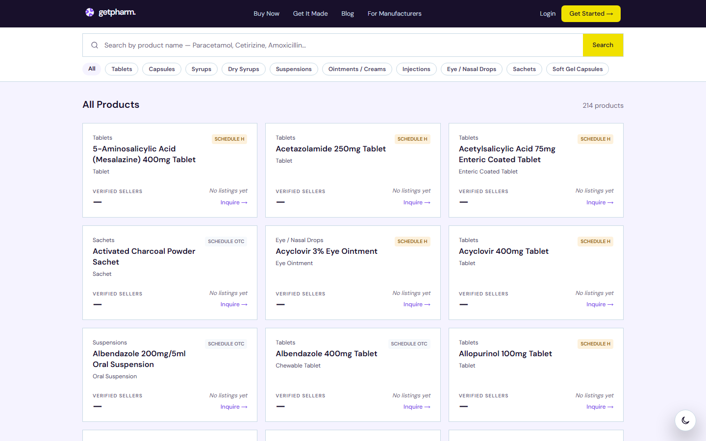 The product catalogue