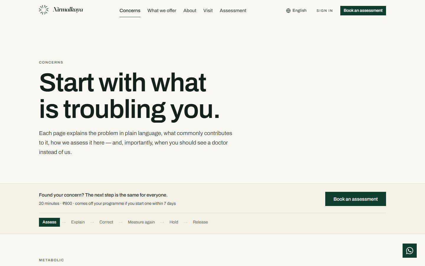 The concerns page